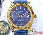 Rolex Datejust Blue Dial Blue Leather Strap Watch 40mm